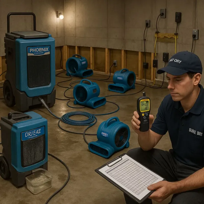 Structural Drying and Dehumidification process in Hidden Meadows, CA